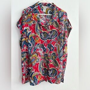 MULTIPLES Women’s Floral Paisley Shorts Sleeves Top Size 2X